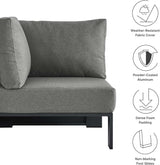 Modway Tahoe Aluminum Outdoor Sectional Corner Chair in Gray Charcoal with Weather-Resistant Cushions - Photo 7