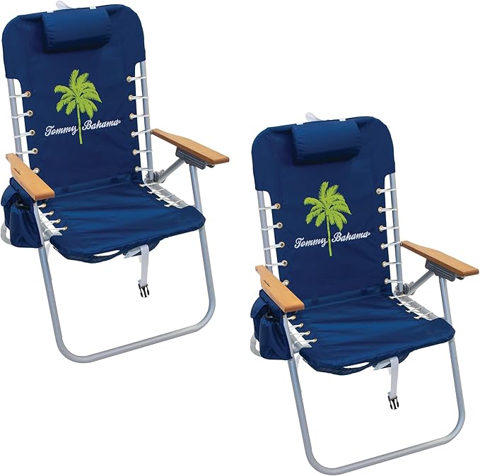 Tommy Bahama Hi-Boy 17" Seat Height 4-Position Lace-Up Suspension Folding Beach Backpack Chair - Photo 1