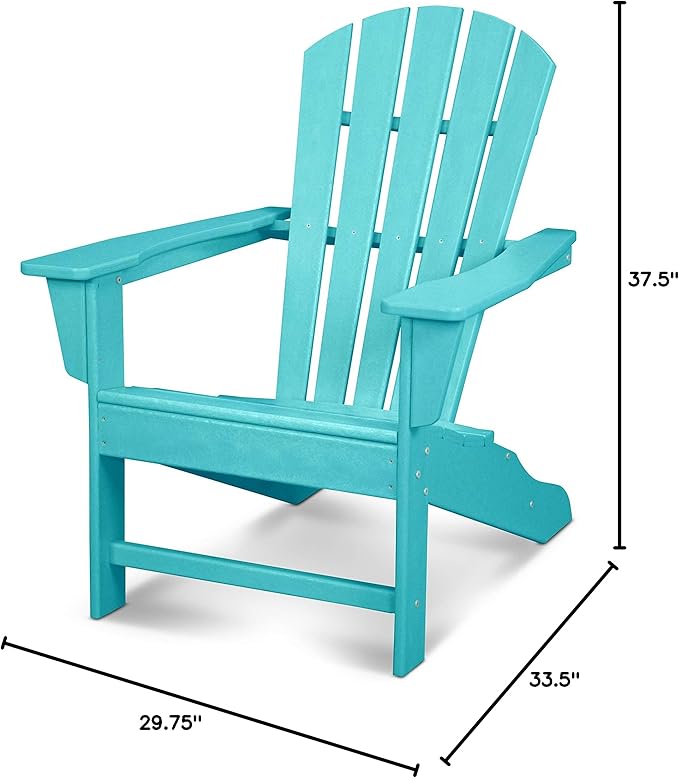 POLYWOOD Adirondack Chair, Shore Line Collection, HDPE Outdoor Patio Furniture, Fire Pit Poolside Chair, All-Weather, Aruba Blue, Made in USA