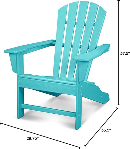 POLYWOOD Adirondack Chair, Shore Line Collection, HDPE Outdoor Patio Furniture, Fire Pit Poolside Chair, All-Weather, Aruba Blue, Made in USA