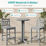 3-Piece Outdoor Bar Set, HDPE Adirondack Bar Height Chairs Set of 2 and Round Bar Table - Photo 7