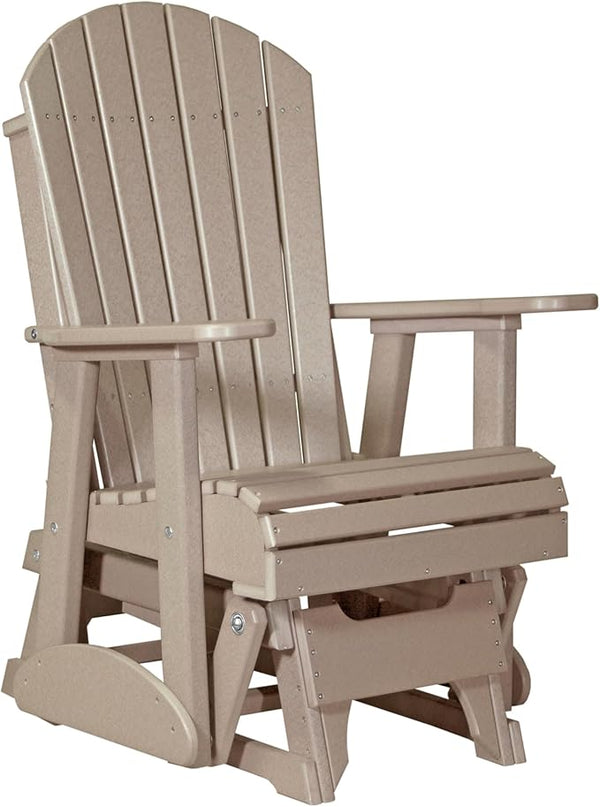 LuxCraft 2' Adirondack Glider Chair, Outdoor Patio Rocking Glider, Gliding Rocker for Outside (Weatherwood) - Photo 1
