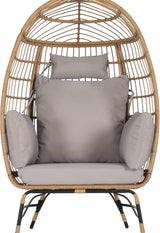 Oversized Wicker Egg Chair with Ottoman, Rattan Patio Egg Chair with Stand and Thick Cushions - Photo 8