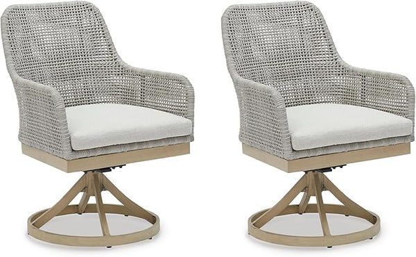 Signature Design by Ashley Seton Creek Cottage Nuvella Weather Resistant Fabric Outdoor Swivel Dining Chair with Cushion - Photo 1