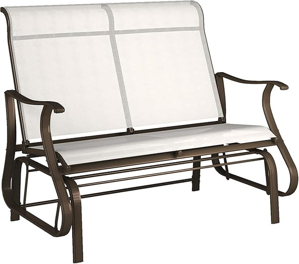 Outsunny 2-Person Outdoor Glider Bench，Patio Glider Loveseat Chair with Powder Coated Steel Frame，2 Seats Porch Rocking - Photo 1
