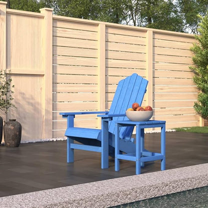 Adirondack Chair with Side Table, Heavy Duty HDPE Outdoor Patio Chair, All-Weather Garden Seating for Backyard, Lawn, Porch, Aqua Blue, Large