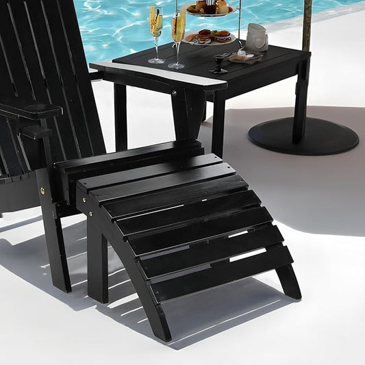 Adirondack Ottoman Outdoor, Adirondack Chair Footstool for Garden Lawn Backyard Pool Deck Patio Porch(Black)