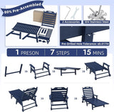 Mdeam 6-Position Lounge Chair Outdoor, 22" W Oversized Sun Tanning Chair, 500LBS Capacity - Photo 9