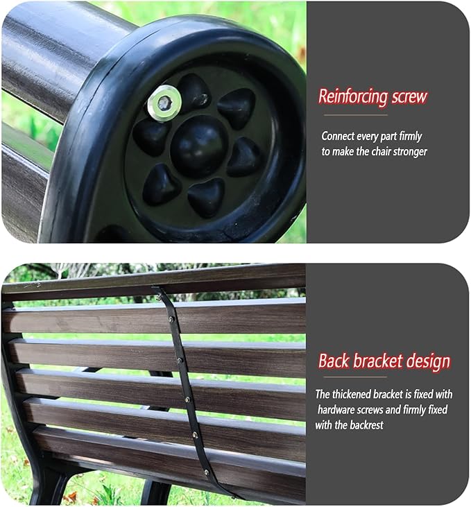 Outdoor Metal Garden Bench, Backless Loveseat Chair, Weatherproof Patio Furniture for Indoor & Outdoor Use, 47.3in Brown Garden Seating
