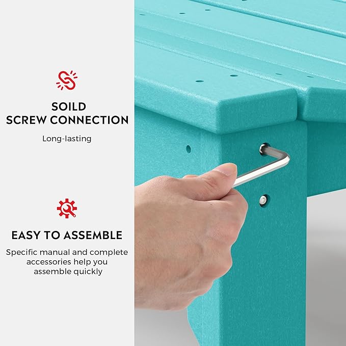 Costaelm Outdoor Benches Weatherproof, All Weather Resistant Park Bench Poly Lumber Backless Garden Bench Seat for Entryway Front Porch, Turquoise