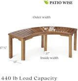 Patio Wise Acacia Wood Outdoor Curved Bench for Fire Pit Seating – 6-Foot Backless Round Bench for Patio, Porch, Park - Photo 3