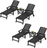 LUE BONA Outdoor Lounge Chair Set with Table, 6-Piece, HDPS Chaise Lounge Outdoor with Wheels - Photo 1