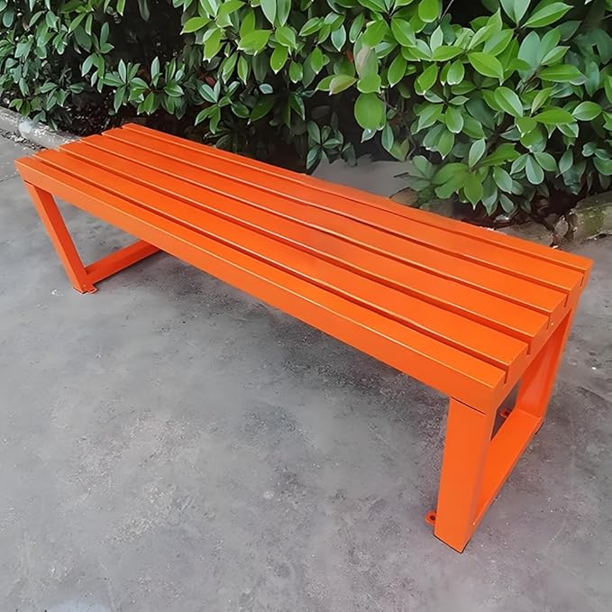 Garden Benches for Outdoors 2-Person Patio Bench Park Seat Metal Bench Backless Seat Weatherproof Chair for Backyard Front Porch Entryway, 3.3ft 3.9ft 4.9ft 5.9ft(Orange,3.93ft)