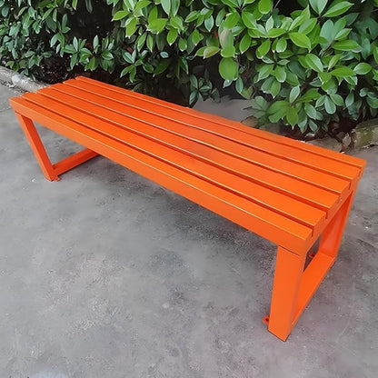 Garden Benches for Outdoors 2-Person Patio Bench Park Seat Metal Bench Backless Seat Weatherproof Chair for Backyard Front Porch Entryway, 3.3ft 3.9ft 4.9ft 5.9ft(Orange,3.93ft)