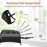 HAPPYGRILL Patio Chaise Lounge Chair Outdoor Rattan Wicker Recliner with Thick Cushion, Lumbar Pillow - Photo 6