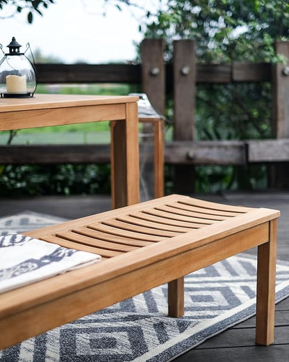 Cambridge Casual Arie 4-Foot Teak Wooden Outdoor Garden Backless Bench for Patio Furniture, Weather-Resistant, Durable and Comfortable Seating for Porch, Deck, Lawn, Backyard, and Outdoor Spaces