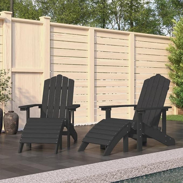 Anthracite HDPE Steel Contemporary Garden Adirondack Chair Set with Matte Finish for Outdoor Patio and Balcony - Photo 1