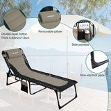 Outdoor Folding Lounge Chair Padded for Adults 264Ibs Patio Chaise Lounge Chair for Outside Adjustable 5-Position - Photo 5