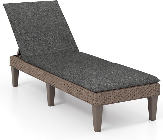 HAPPYGRILL Outdoor Chaise Lounge Chair Rattan Recliner Lounger with Removable Cushion & 3-Level Adjustable Backrest - Photo 1