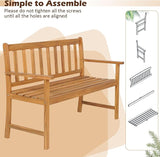 Tangkula Outdoor Acacia Wood Bench, 2-Person Garden Bench with Backrest and Armrests - Photo 9