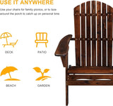 Outvita Folding Adirondack Chair Set of 2, 350LBS Solid Wood Garden Chair Weather Resistant - Photo 6