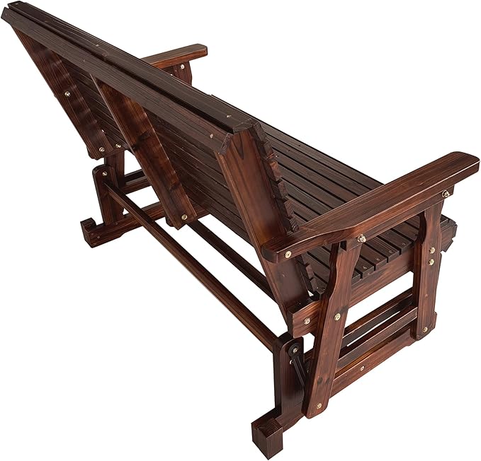 Fortune Candy Wooden Patio Glider with High Roll Back and Deep Contoured Seat, Solid Fir Wood, 2-Seater, Heavy Duty 800 LBS, 4 Feet (Rustic)