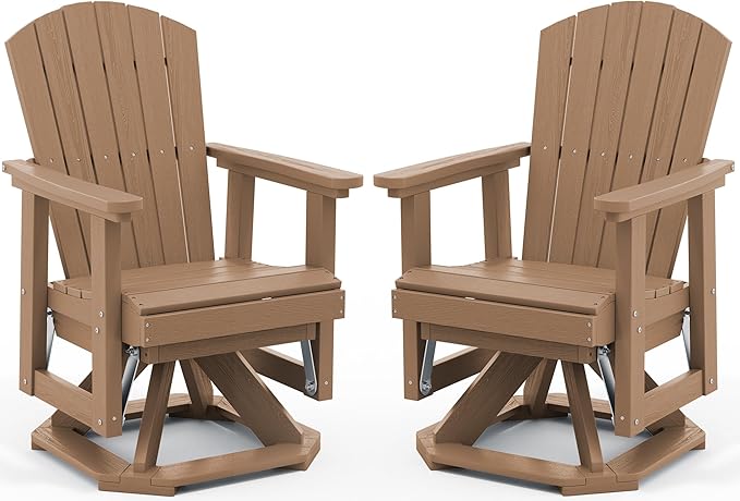 SERWALL Adirondack Swivel Glider Chair, HDPE Patio Glider Set of 2, All-Weather Glider Chair for Porch, Balcony - Photo 1