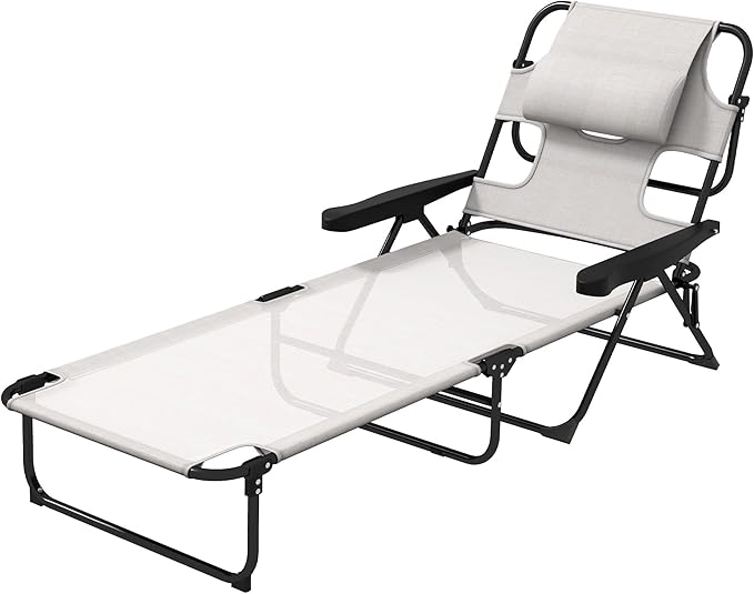 3-in-1 Oversized Sun Tanning Chair with Mat & Face Hole - Photo 9