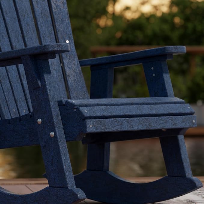 Wildridge Heritage Adirondack Rocking Chair, Patriot Blue - Outdoor Weather Resistant HDPE Rocking Chair for Patio, Deck, Fire Pit