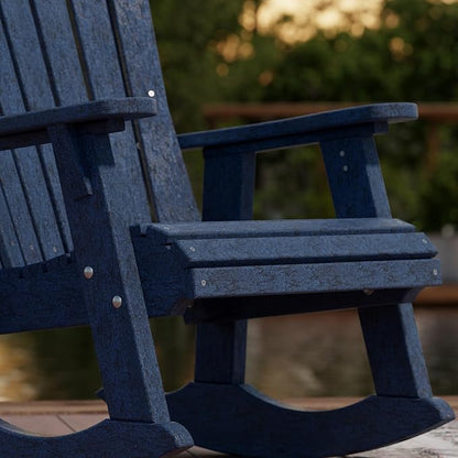 Wildridge Heritage Adirondack Rocking Chair, Patriot Blue - Outdoor Weather Resistant HDPE Rocking Chair for Patio, Deck, Fire Pit