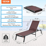 VEVOR 2 Pcs Chaise Lounge Chairs Outdoor, Aluminum Patio Lounge Chair with Adjustable 5-Position - Photo 3