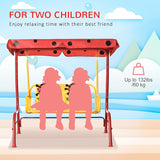 Outsunny Porch Swing for Kids with Adjustable Canopy to Block Sun at Angles, Kids Swing Chair with Seatbelts - Photo 3