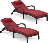 HOMREST Chaise Lounge Chairs Set of 2, PE Rattan Wicker Patio Lounge Chair with Adjustable 5 Position - Photo 3
