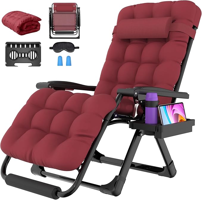 Suteck Oversized Zero Gravity Chair, 29In XL Outdoor Recliner Chair w/Removable Cushion&Headrest - Photo 1