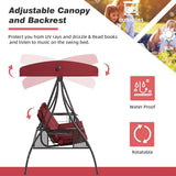 HOMREST 3 Seat Outdoor Porch Swing with 1.5" Deepened Cup Holder, Adjustable Canopy, Patio Swing Bed with Stand - Photo 2