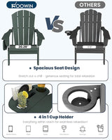 FOOWIN Folding Adirondack Chair Set of 8, HDPE Adirondack Chairs with Cup Holder - Photo 4