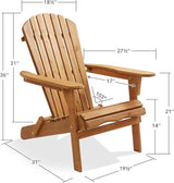 Casafield Folding Adirondack Chair, Cedar Wood Outdoor Fire Pit Lounge Chairs for Patio, Deck, Yard - Photo 2