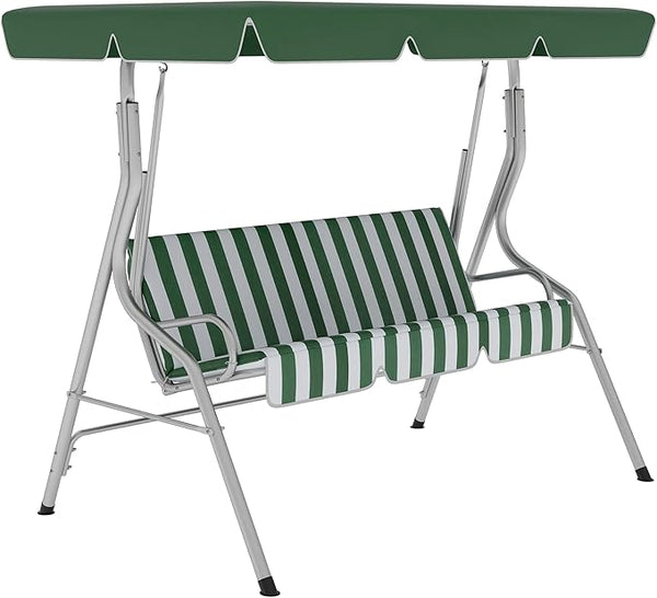 Outsunny 3-Person Porch Swing with Canopy, Patio Swing Chair, Outdoor Canopy Swing Bench with Adjustable Shade - Photo 1