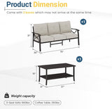 RoyalCraft 3 Seats Outdoor Patio Furniture Set, Outdoor Metal Sectional Furniture with Cushions - Photo 2