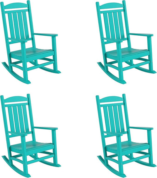 WestinTrends Malibu Malibu Outdoor Patio Poly Classic Porch Rocking Chair (Set of 4), Turquoise