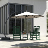 Classic Outdoor Rocking Chair Set with Side Table & 11FT Cantilever Umbrella, 4-Piece HDPE Rocking Lawn Chairs - Photo 1