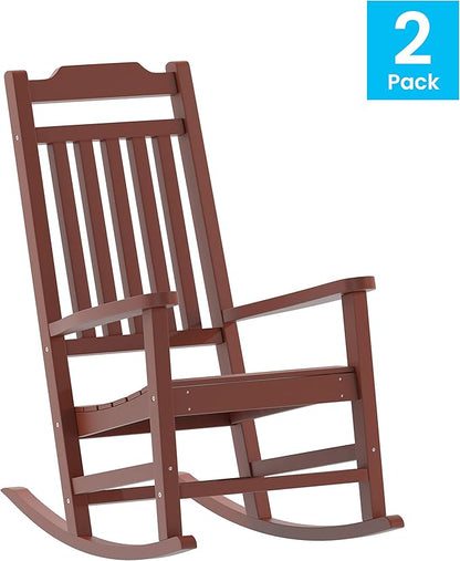 Flash Furniture Winston All-Weather Poly Resin Rocking Chair in Red