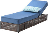 Luxury Outdoor Chaise Lounge with 5 Inch Thickened Cushions - 1 Set High Back Brown Wicker Patio Recliners Rattan - Photo 1