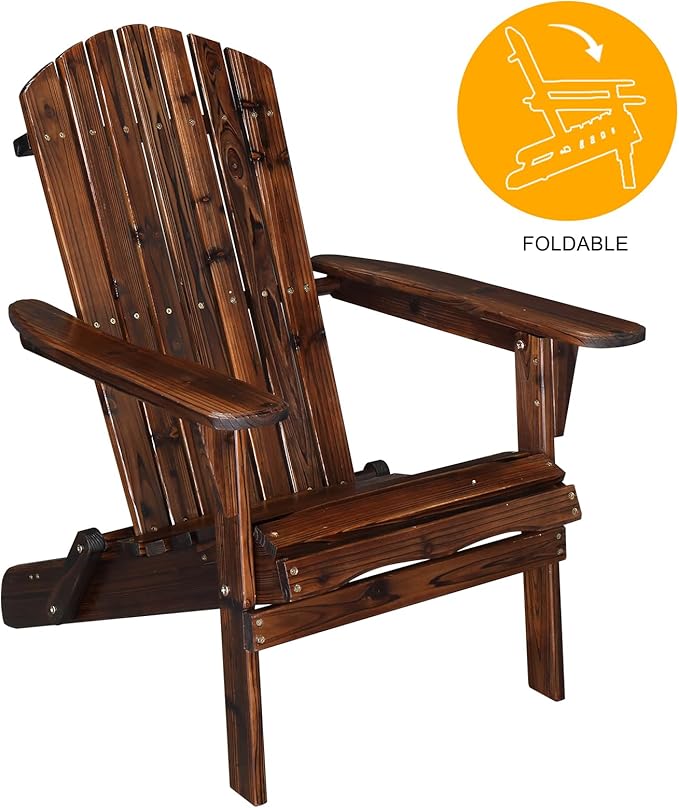Outvita Folding Adirondack Chair Set of 2, 350LBS Solid Wood Garden Chair Weather Resistant - Photo 8