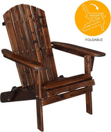 Outvita Folding Adirondack Chair Set of 2, 350LBS Solid Wood Garden Chair Weather Resistant - Photo 8