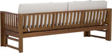 SAFAVIEH Outdoor Patio Furniture Collection - Napoli Brown & Cream Solid Wood Bench Convertible Daybed with Cushions - Photo 9