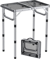 Anbte 2ft Folding Grill Table, Adjustable Height Max 27.5" Aluminum Camping Table, Heat-Resistant Tabletop, Lightweight - Photo 1