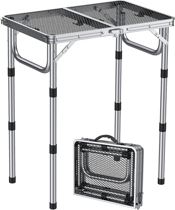 Anbte 2ft Folding Grill Table, Adjustable Height Max 27.5" Aluminum Camping Table, Heat-Resistant Tabletop, Lightweight - Photo 1