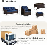 CHITA 6 Pieces Wicker Patio Furniture Set, Outdoor Conversation Set with 2 Pieces Rattan Rocking Swivel Chairs - Photo 8