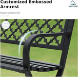 MFSTUDIO Outdoor Metal Bench Set of 2, 50" Black Outdoor Metal Garden Bench with Arch Legs - Photo 5